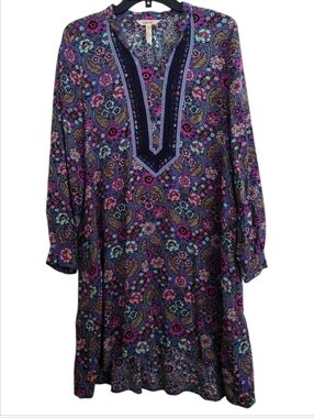 Matilda Jane Thoughts & Dreams Floral Paisley Embroidered Tunic Dress Medium